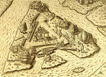 Fort Caroline, drawn by Jacques Le Moyne, circa 1564 