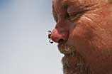 Photo of a bug on Wes Skiles' nose