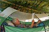Photo of Tom Morris in hammock