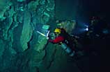 Photo of diver in cave